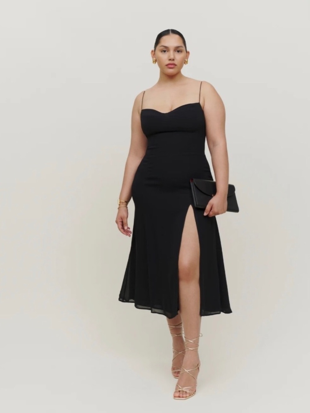 Reformation Juliette Black Dress Size 0 side slit